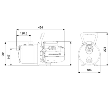 Abmessungen des Grundfos JP 5-48