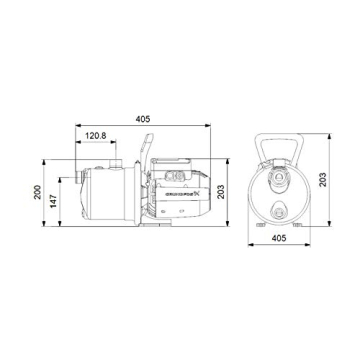 Detail-Abmessungen des Grundfos JP 4-47